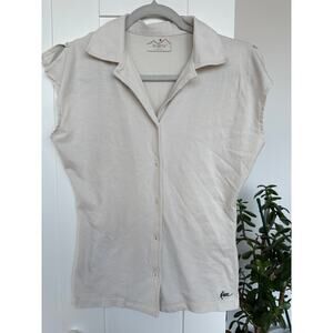 Kavu Women's Sleeveless Ivory Button-Down Polo Shirt, Size S, EUC